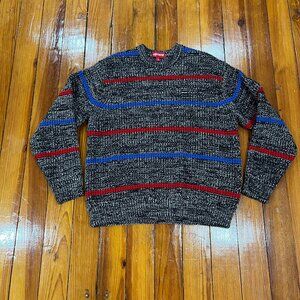 Supreme Waffle Small Box Sweater Stripe Melange FW24 Size Small